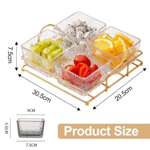 [LCS] Food Container, Divided Snack Bowl with Stackable Design, Appetizer Platter with Removable Compartments for Dried Fruit, Nuts, and Candy