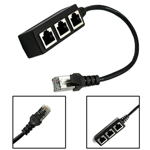 Perhe Ethernet RJ45 Kaapelisovitin 1 Uros 3 Naaras Jakaja P