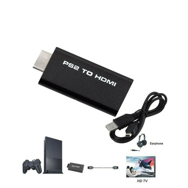 PS2 till HDMI Video Konverter Adapter med 3.5mm Ljudutgång för HDTV Monitor