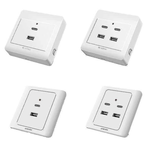 [LCS]USB-vægstik Type-C USB-vægoplader Stik 18W 220V USB-stik 2 2 surfaces mounted
