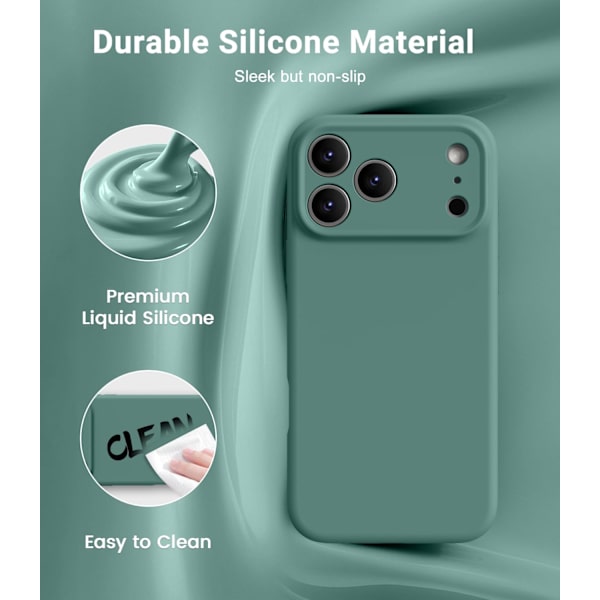 [LCS] Pine Green Ultra-Thin MagSafe Compatible Silicone Case for iPhone 17 Pro Max iPhone 17 Pro Max vert pin