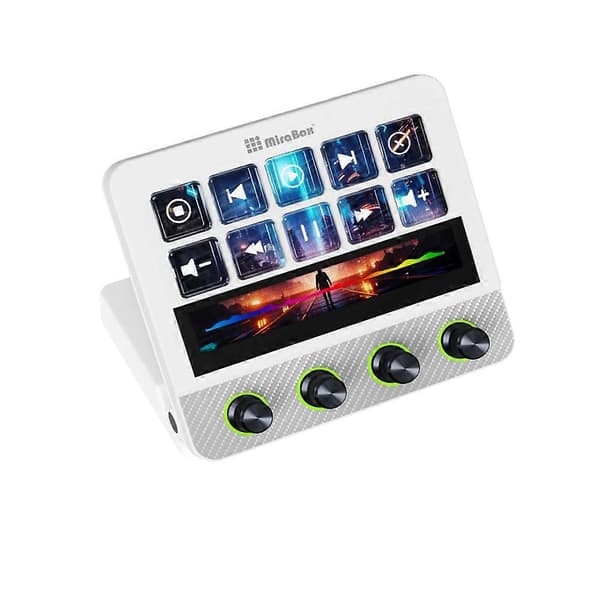 MiraBox N4 Pro 1 Stream Deck-kontroller Elgato-alternativ 10 programmerbare LCD-taster med 500+ plugins for strømming/redigering