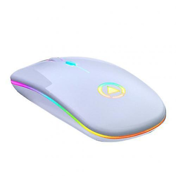 Led Bagbelyst Genopladelig Trådløs Lydløs Mus Usb Mus Ergonomisk Optisk Gaming Mus Desktop Pc Laptop Mus White