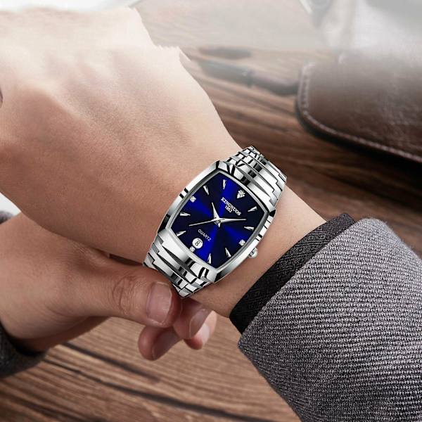 Herre Dame Quartz Analog Digital Vandtæt Ur Silver Men-40MM