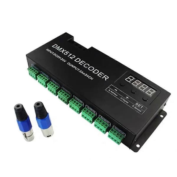 [LCS]Digital 24CH RGB RGBW DMX512 dekoder, RGBW 512 dekoder DMX 512 kontroller for LED-stripe (A) Black A