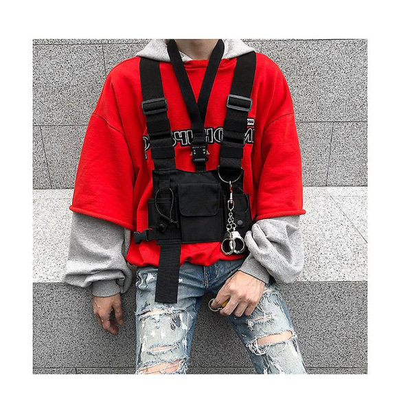 Ins Street Hip Hop Stil Ficka Bröstväska Trendig Samma Arbetskläder Väst Funktion Studsande Brösthängande Väska green