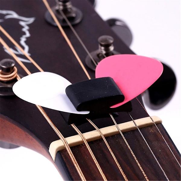 Ny Svart Gummi Plektrumhållare Kompatibel med Gitarr Bas Söta Gitarrtillbehör