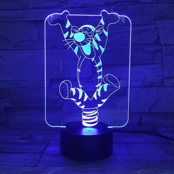 Tecknad Tiger Nalle Puh 3D LED Nattlampa Sängbordslampa