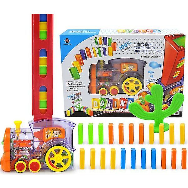 Puzzle Domino Bil Børn Tog Legetøjssæt Domino Byggeklodssæt red