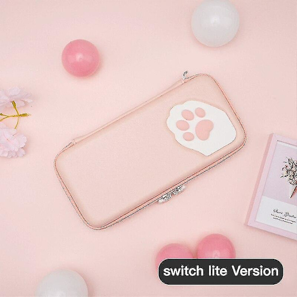 Söt kattklo förvaringsväska för Nintendo Switch, bärbar förvaringsväska hårt skal för Nintend Switch Lite, konsolskydd Pink for lite