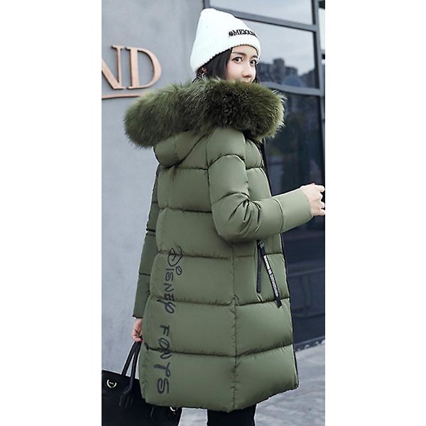 [LCS] Dam Pufferjacka Vinter Lång Kappa Normal Passform Varm Basic Casual Jacka Green M