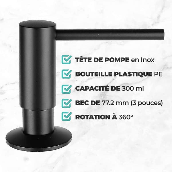 [LCS] Sæbepumpe | Desinfektionsmiddel Dispenser | 300 ml flaske | Køkkentilbehør (sort)