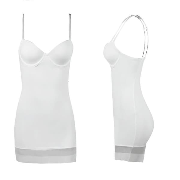 [LCS]Strap Vit Klänning Underkläder Kvinnor Mesh Kontroll Underklänningar Klänningar Fest Bygel Underkjol Tub Mini Kort Underklänning White M
