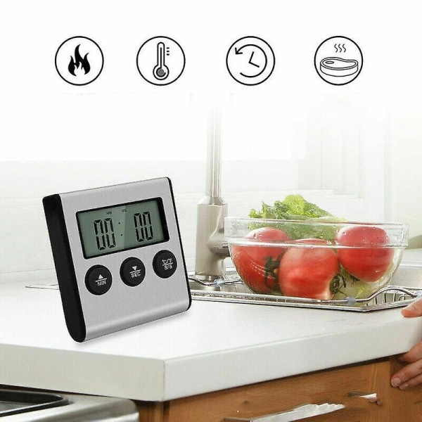 Digital Matlagning Kötttermometer För Grill Ugn BBQ Timer Sond