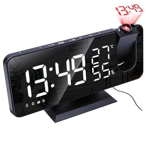 Termometer Skrivbord Tid Datum Display Projektor Kalender USB Laddare Bord Led Digital klocka