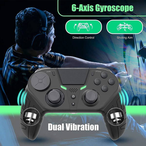 Trådlös handkontroll för PS4, Gamepad fjärrkontroll med Prog