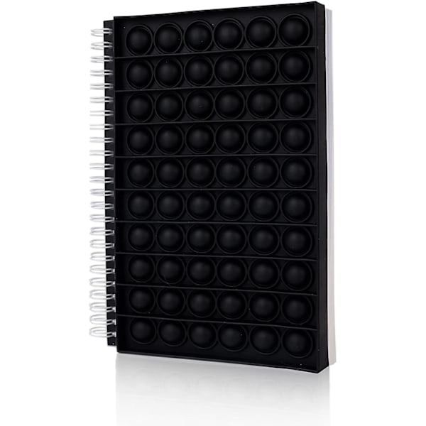 Pop bubble fidget anteckningsbok, popper anteckningsbok för flickor pojkar Pure-black