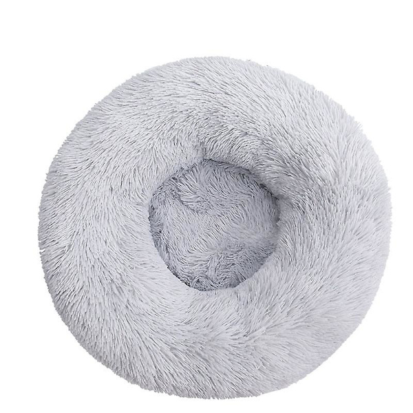 Kæledyrsseng Rund Hund Kat Plys Rede Hvalp Killing Komfort Sovemadras Hundehule Størrelse: 40cm Light grey