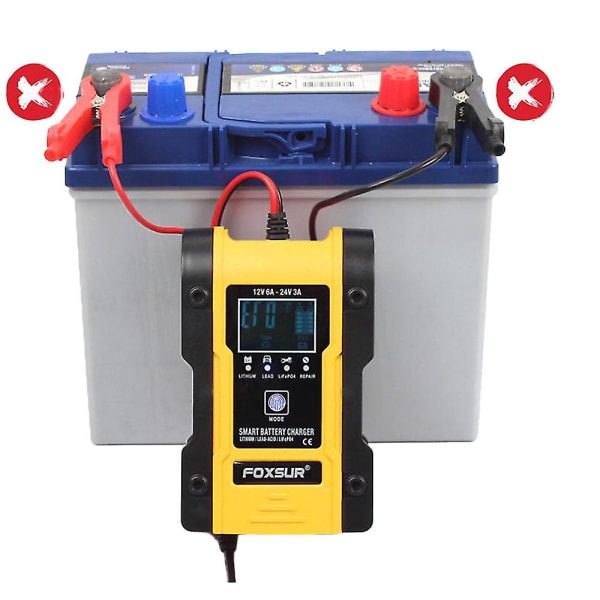 Bilbatteriladdare 12V 24V för litiumbatteri blysyrasmet yellow