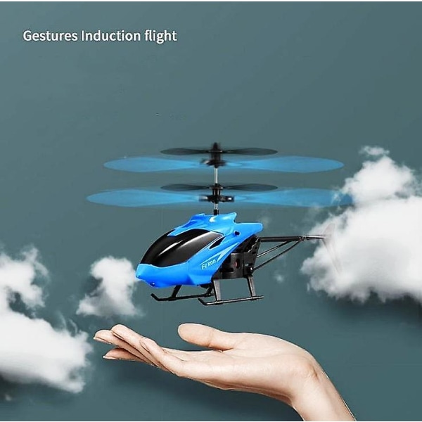 Mini RC Helikopter Infraröd Induktion Fjärrkontroll Inomhus Utomhus Leksak för Barn blue