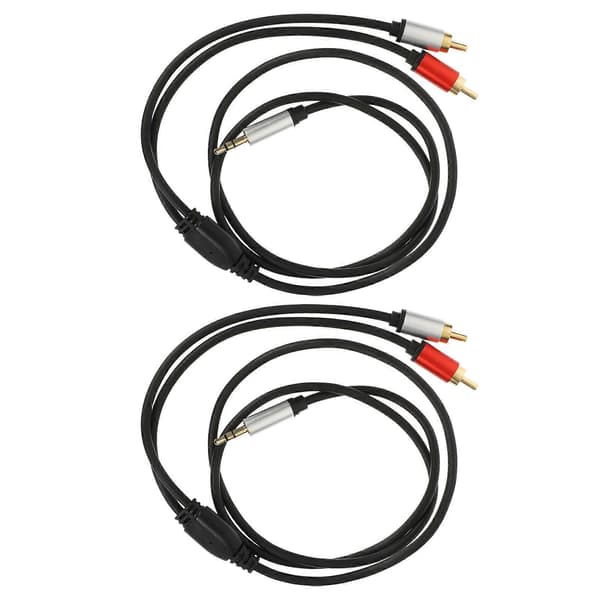 Lydadapterkabel 3,5 mm til 2 RCA hann for høyttaler 2 stk svart kobber