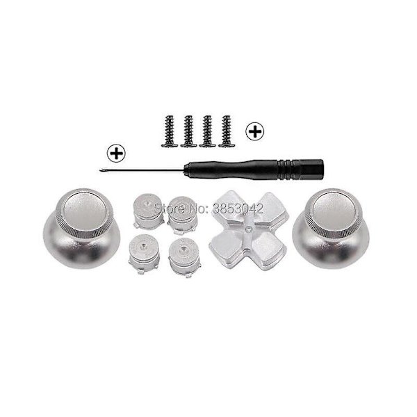 Metal knapper sæt krom analoge thumbsticks Kompatibel med playstation 4 d-pad Kompatibel med ps4 controller joystick reparationsspil tilbehør Silver