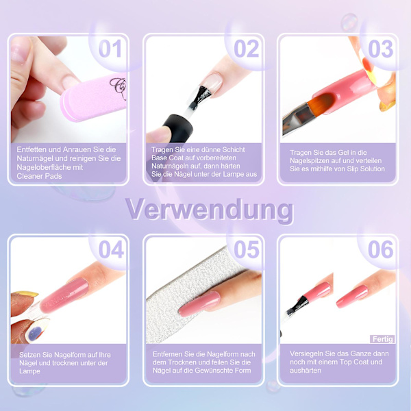 Poly Nail Gel Kit - Nude Negleforlænger Gel Neglesæt Orange Bui