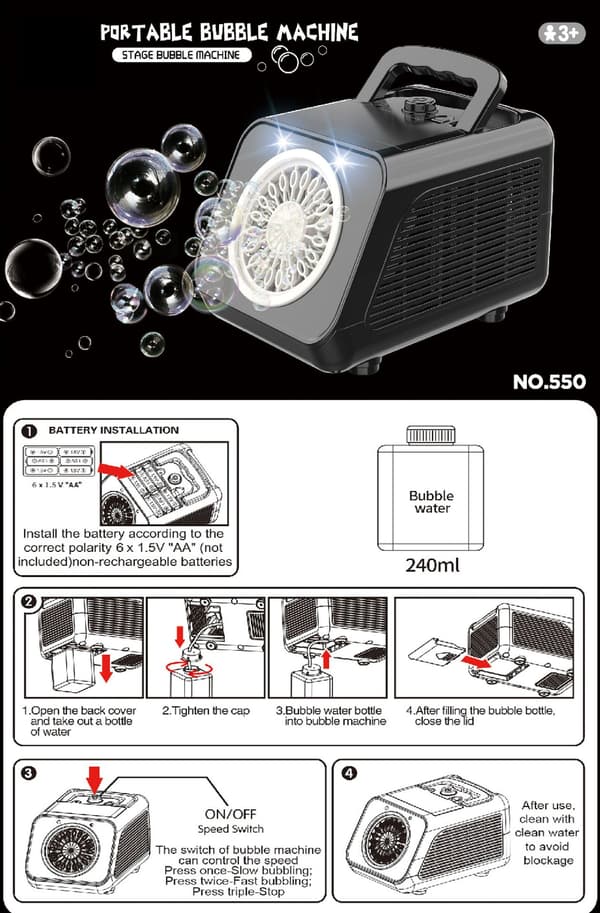 Bubble Machine, Automatic Bubble Maker, 20 Holes, Suitable for Weddings, Performances, Parties and Gatherings; Approximately 19*13.2*12.4cm
