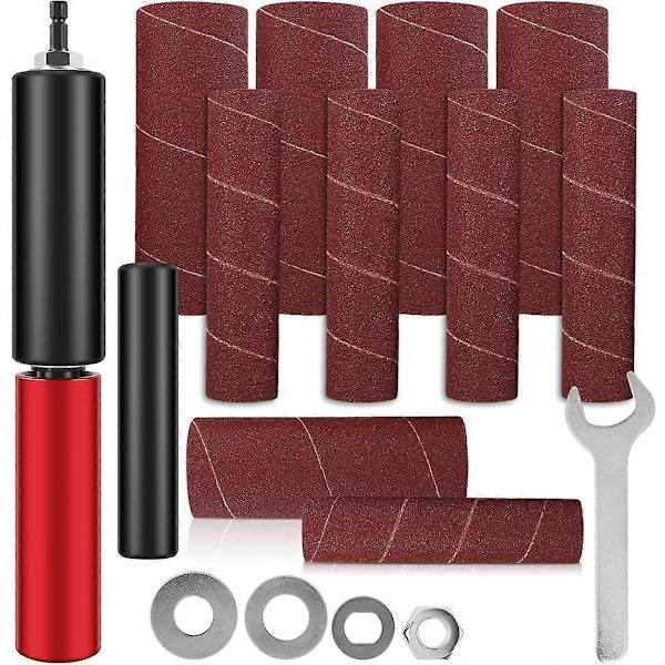 [LCS] Drum Sanding Kit, Rubber Sanding Drum Spindle Sanding Adapter, with 120-Grit Sandpaper Drum, Sanding Sleeves Drill