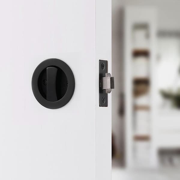 [LCS]Usynlig rund skyvedørlås, rustfri, slitesterk dørlås for baderom Matte Black Single Hook