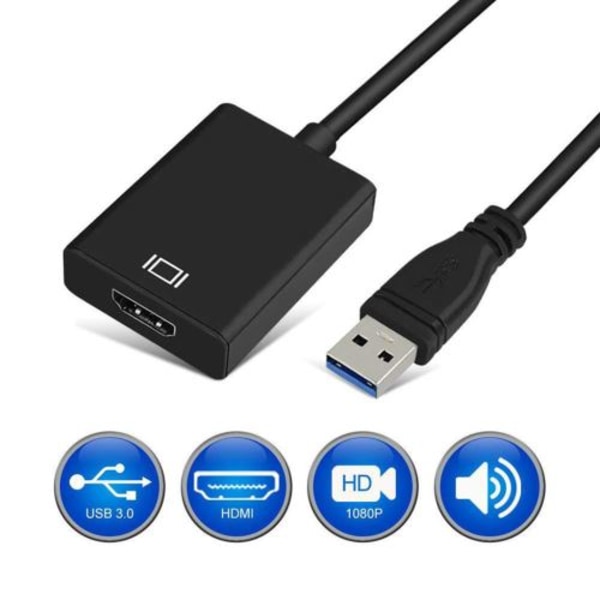 USB 3.0 till HDMI Hd 1080P Video Converter Adapter Kabel med Aud