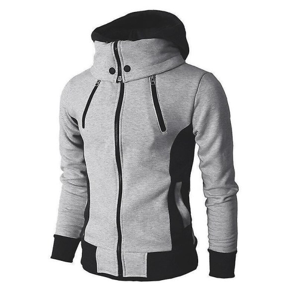 Extremt bekväm jacka för höstvinter män Hooded Casual Outdoor Windbreaker Jacka Gray XXXL