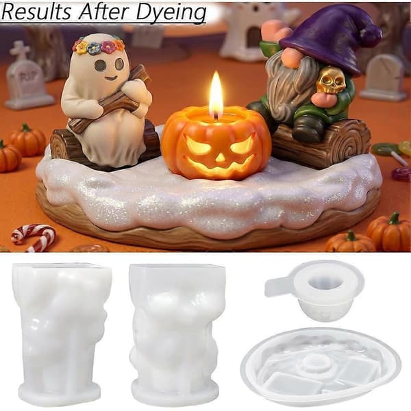 Halloween Stearinlysforme, Silikone Stearinlysforme til Festivalpynt, til Fest Hjem Middag Festlige Dage White