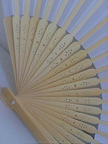10 stk hvite sammenleggbare håndvifter i bambuspapir for barn DIY-håndverk 21 cm
