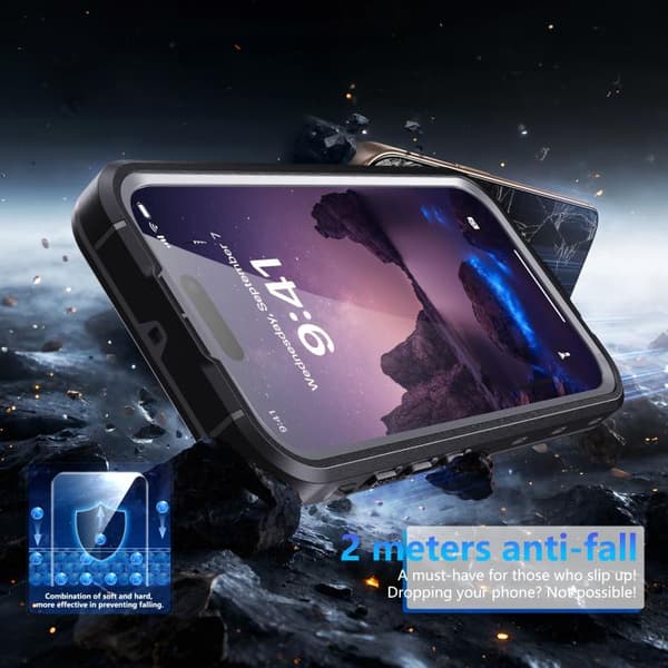 [LCS]iPhone 17 Case RedPepper Transparent Dot IP68 Waterproof Triple-protection MagSafe Svart Mörkgrå