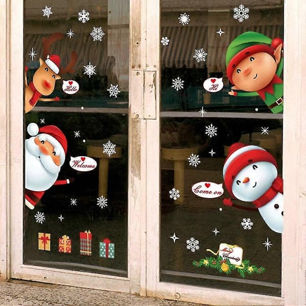 [LCS] Christmas Window Static Decal Removable Vinyl DIY Wall Window Door Mural Display Decal