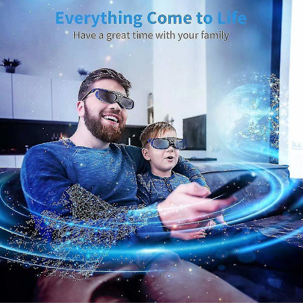 Aktive 3D-briller med lukker, DLP-Link, USB, blå, kompatibel med Benq W1070 W700 Dell DLP-projektorer 2 pcs