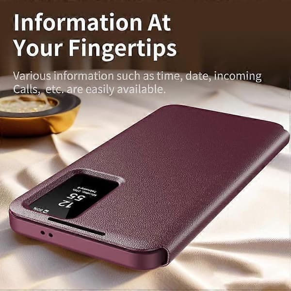 [LCS] För Samsung Galaxy S23 Ultra 5G Smart View Window Läderfodral med kortplats Red