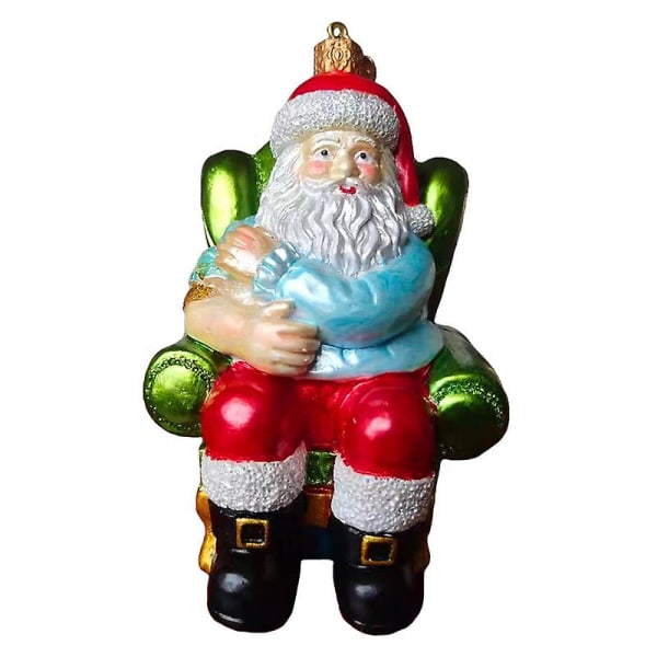 Julgransprydnader: Sortiment av jultomtar, munblåsta glasornament för julgranen SET1