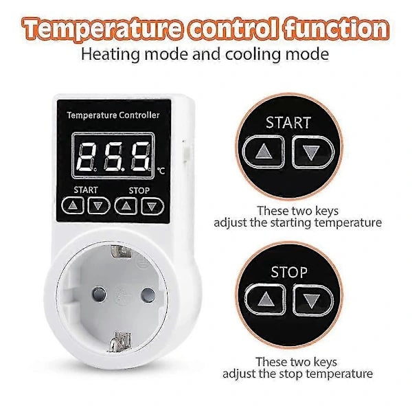 [LCS] 1 pc Thermostat Socket with Sensor, Digital Temperature Controller, Waterproof Temperature Socket S