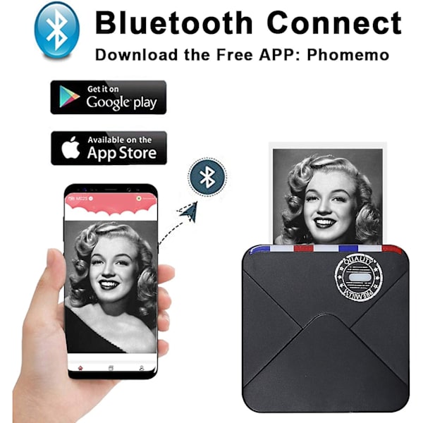 Mini Bluetooth Fickskrivare - 300dpi Termisk Mobil Skrivare
