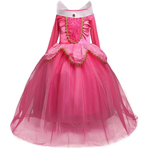 Prinsessklänning Regnbåge Tyll Klänning Födelsedag Barnkläder Pink 130cm
