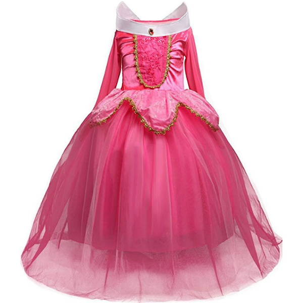 Prinsessklänning Regnbåge Tyllklänning Födelsedag Barnkläder Pink 130cm