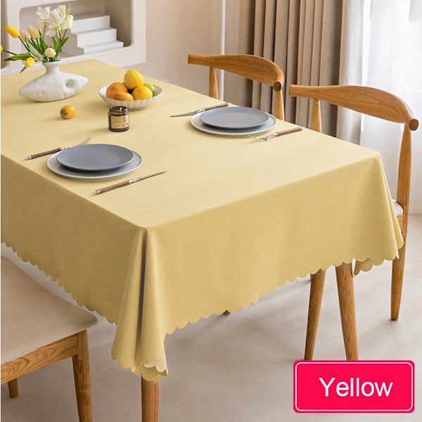 Vattentät Duk Nordisk Bomull och Linne Duk Japansk Stil Enfärgade Dukar För Matbord Soffbord Gul 90x150cm Yellow