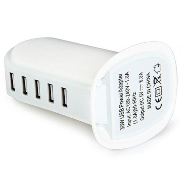 5 Port USB 2.0 Hub Tour Kompatibel med Mac og PC Multi-socket Adapter (WHI