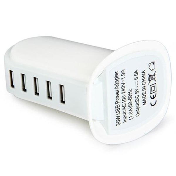 5 Port USB 2.0 Hub Tour til Mac og PC Multi-socket Adapter (WHI