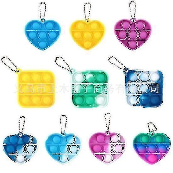 Mini Simple Dimple Fidget Leksak Nyckelring Pop It Stress Relief (10 st)