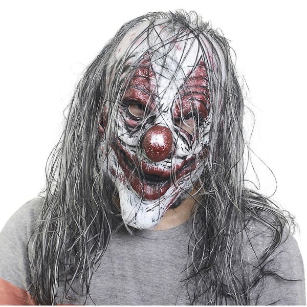 Läskig Clown Mask Halloween Terror Fancy Dress Party Kostym Prop white