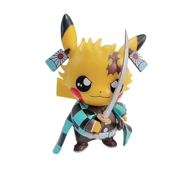 Q Version Actions Figurer Pikachu Anime Karaktär Modell Pvc Action Figur Tecknad Toy Collection Tanjiro