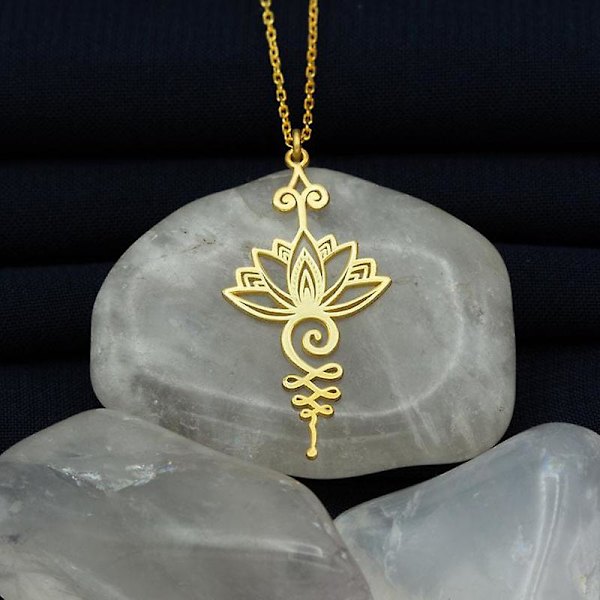 Lotus Radiance Halskæde Til Kvinder Piger Lotusblomst Formet Vedhæng Halskæde Yoga Bønne Smykker Gold